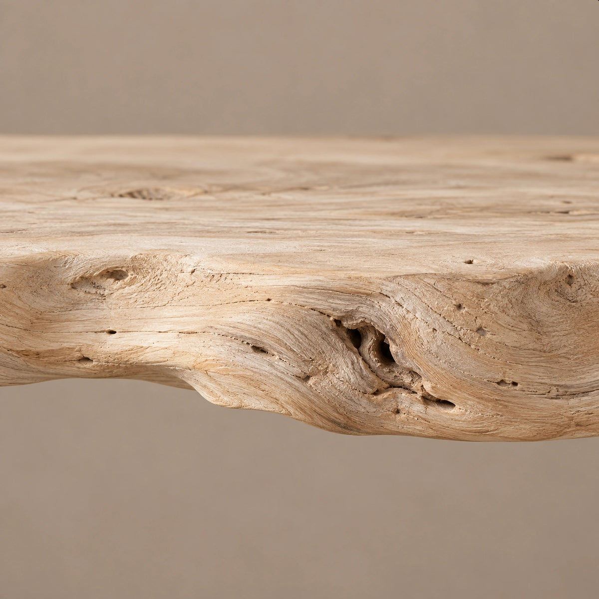 Coastal Driftwood Console Table With Twin Root Legs For Entryway