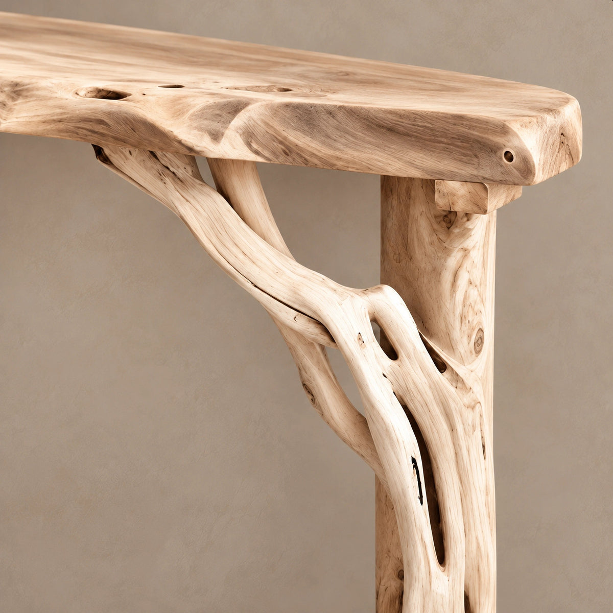 Coastal Driftwood Console Table With Twisted Branch Legs For Entryway