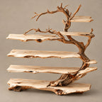 Artisan Tree Bookshelf With Live Edge Slab Shelves For Living Room