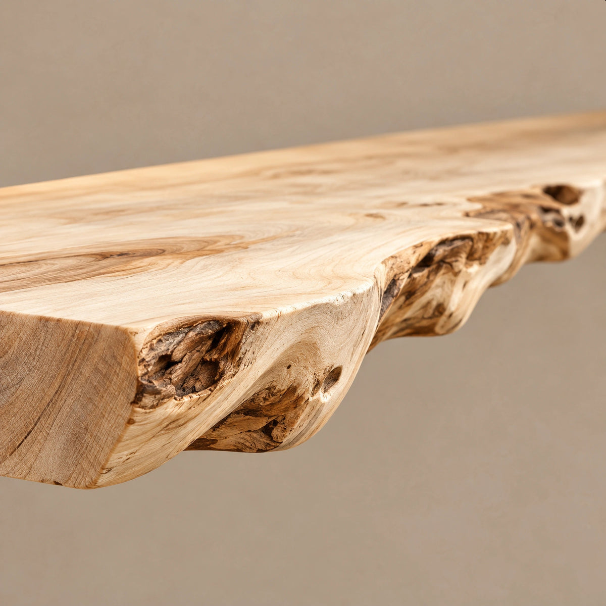 Artisan Tree Bookshelf With Live Edge Slab Shelves For Living Room