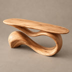 Elegant Flowing Wood Console Table With Ribbon Base For Entryway
