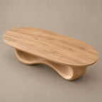 Elegant Oblong Wooden Coffee Table With Low Loop Base For Living Room