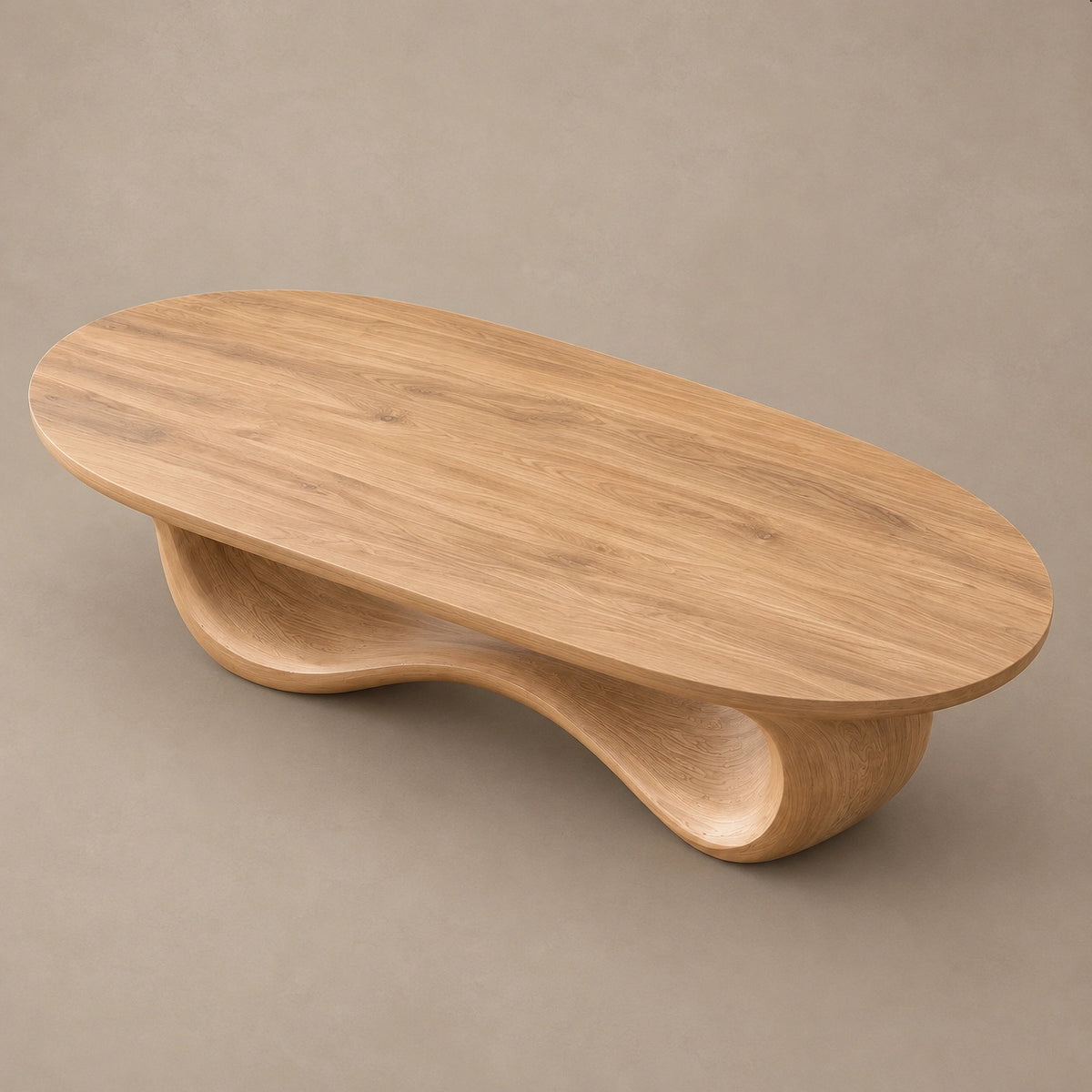 Elegant Oblong Wooden Coffee Table With Low Loop Base For Living Room