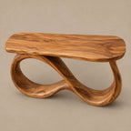 Elegant Solid Wood Console Table With Undulating Loop Base For Entryway