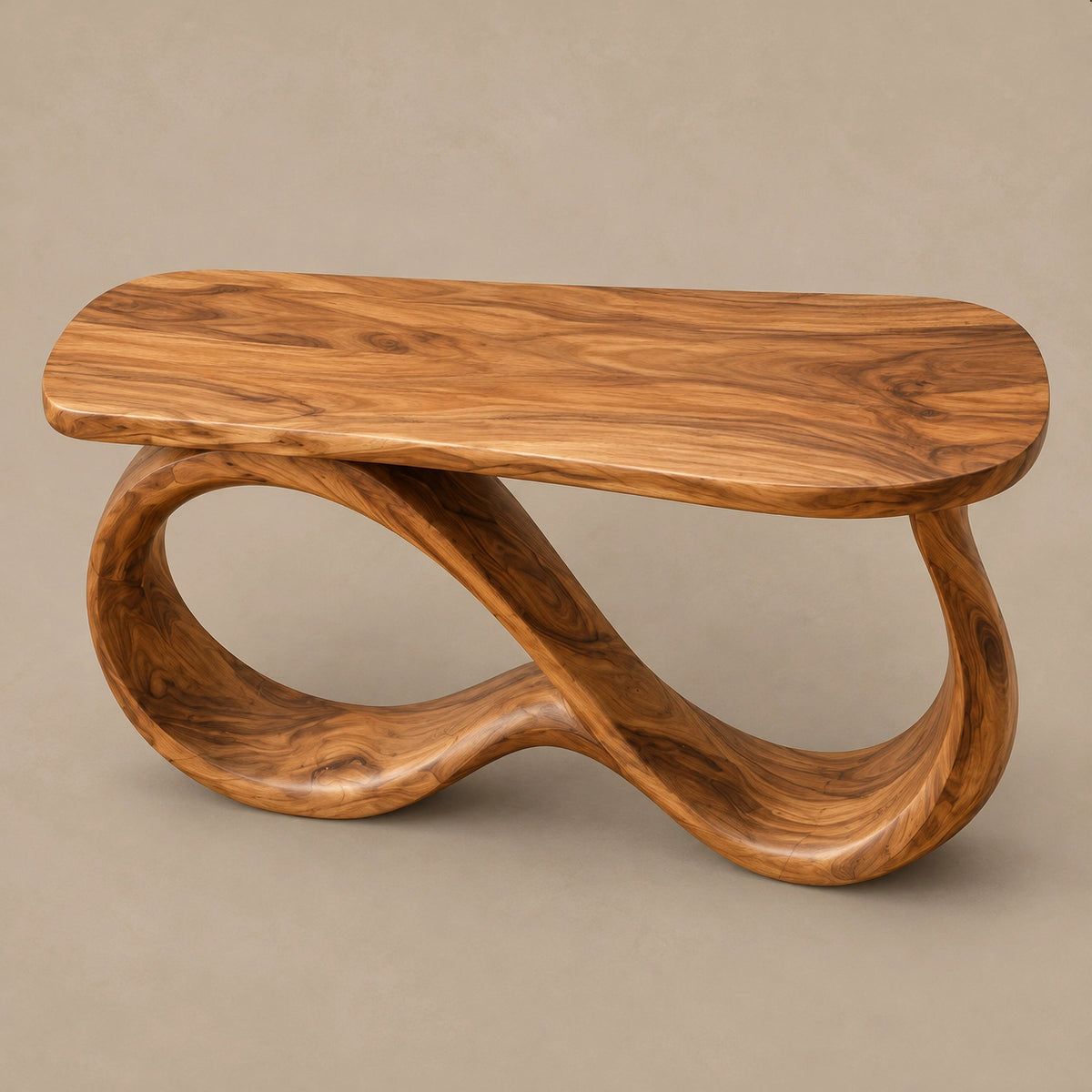 Elegant Solid Wood Console Table With Undulating Loop Base For Entryway