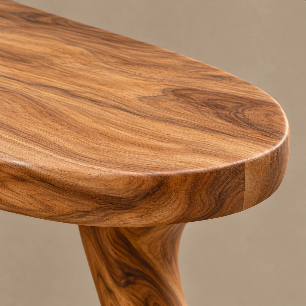 Elegant Solid Wood Console Table With Undulating Loop Base For Entryway