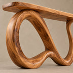 Elegant Solid Wood Console Table With Undulating Loop Base For Entryway