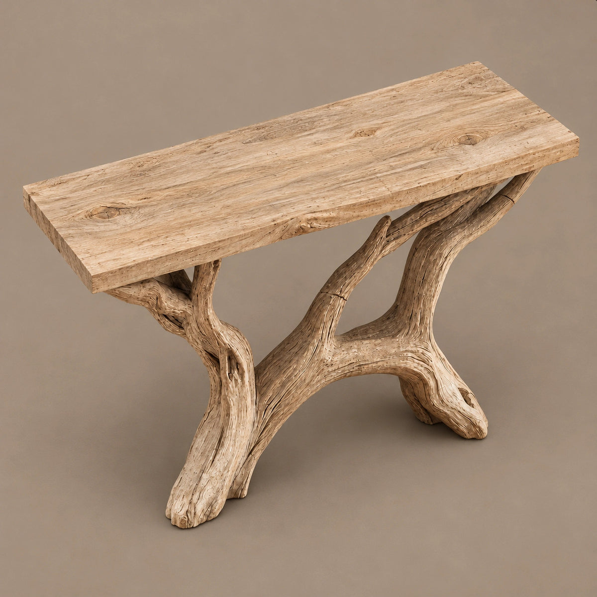 Farmhouse Driftwood Console Table With Natural Branch Legs For Hallway