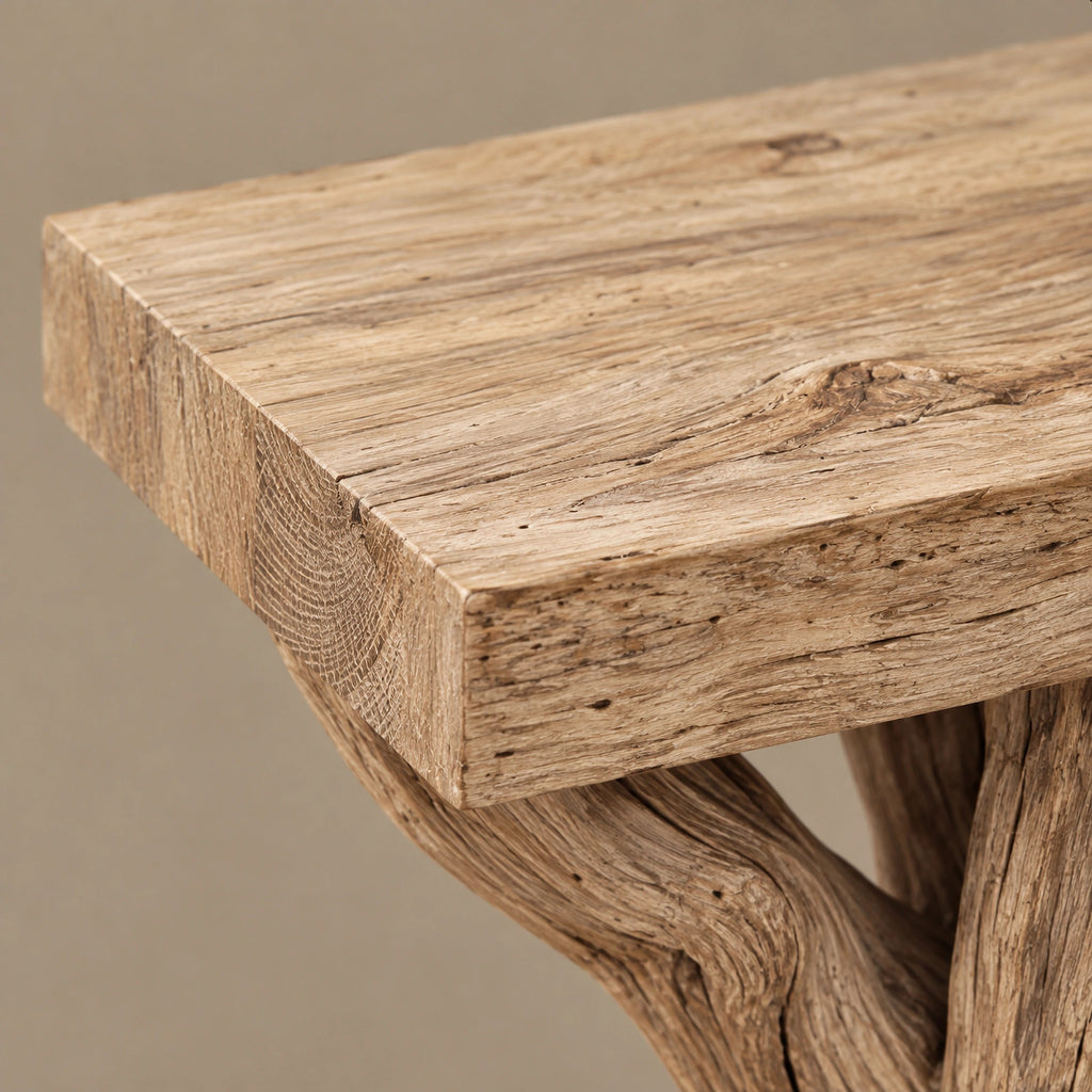 Farmhouse Driftwood Console Table With Natural Branch Legs For Hallway