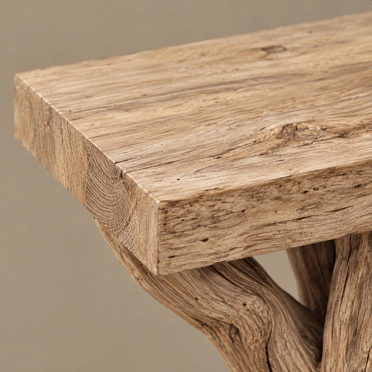 Farmhouse Driftwood Console Table With Natural Branch Legs For Hallway