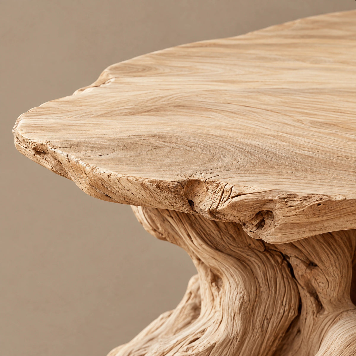 Farmhouse Live Edge Coffee Table With Twisted Root Legs For Living Room