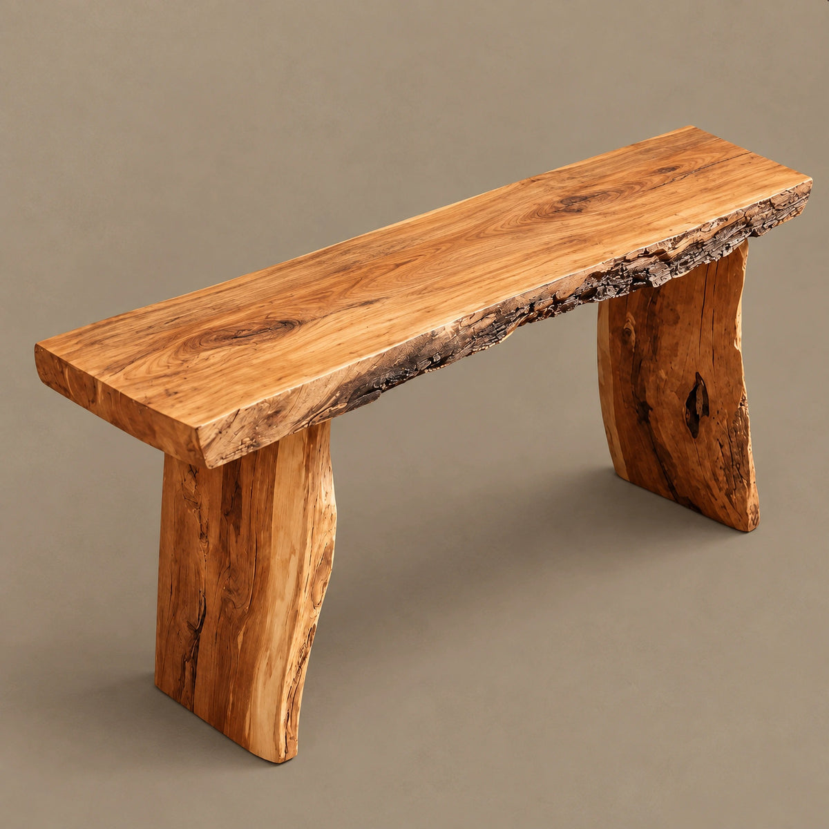 Farmhouse Live Edge Console Table With Block Legs For Hallway