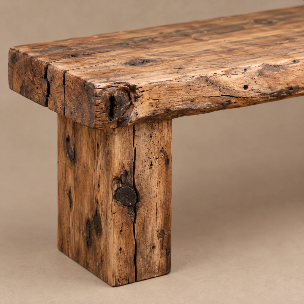 Farmhouse Solid Wood Entryway Bench With Chunky Legs