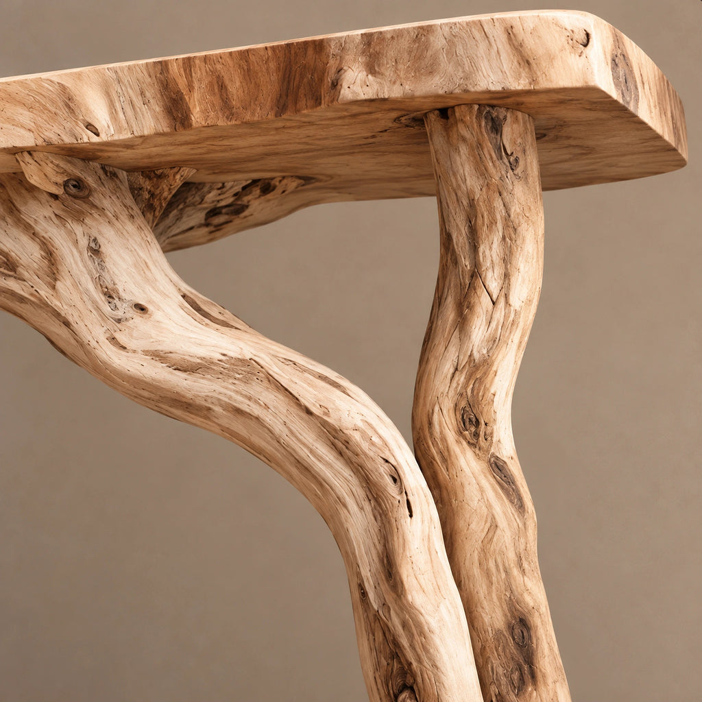 Rustic Floating Console Table With Driftwood Branch Leg For Entryway