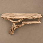Scandinavian Floating Console Table With Driftwood Lower Shelf For Entryway