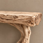 Scandinavian Floating Console Table With Driftwood Lower Shelf For Entryway