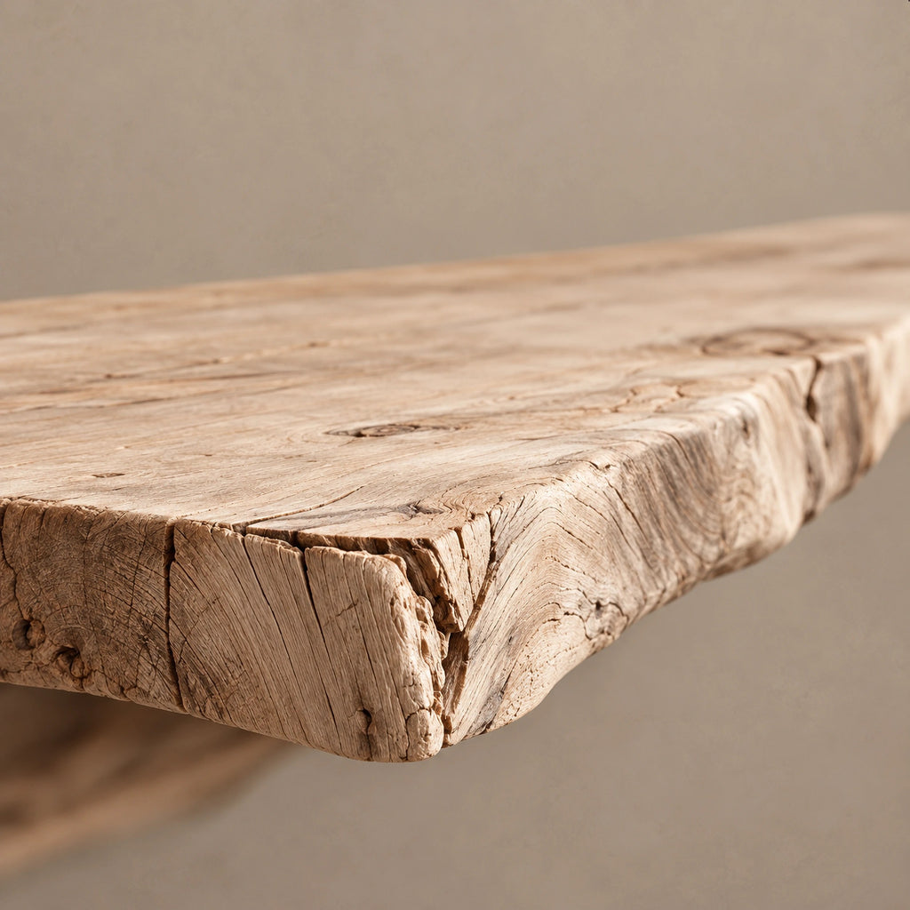 Coastal Floating Console Table With Slender Driftwood Leg For Entryway