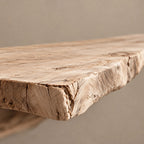 Coastal Floating Console Table With Slender Driftwood Leg For Entryway