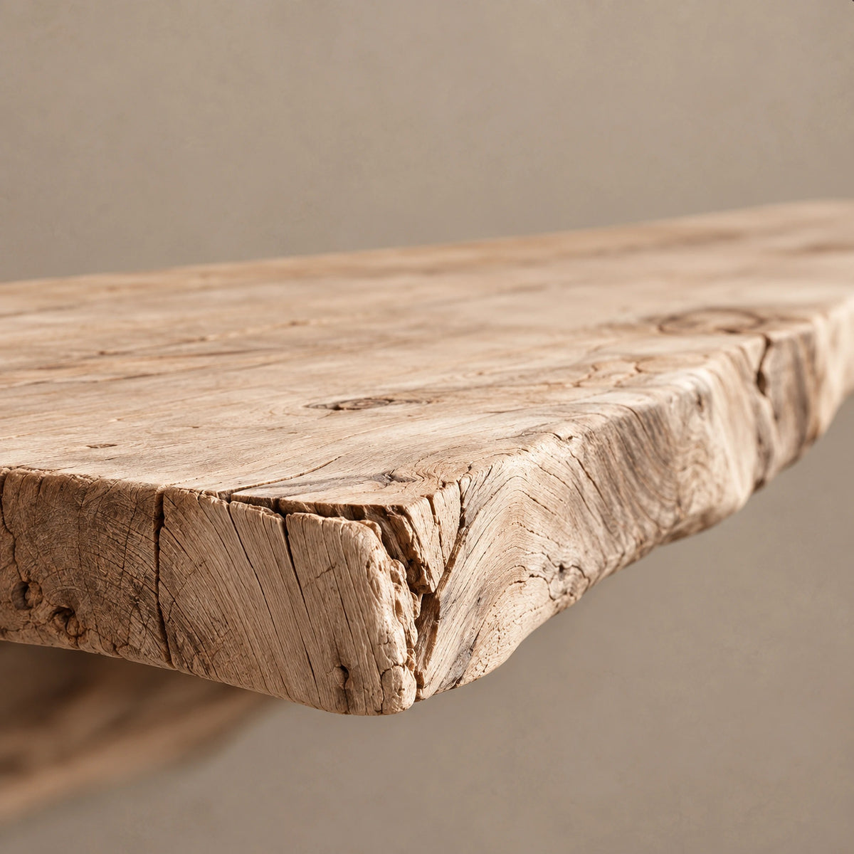 Coastal Floating Console Table With Slender Driftwood Leg For Entryway