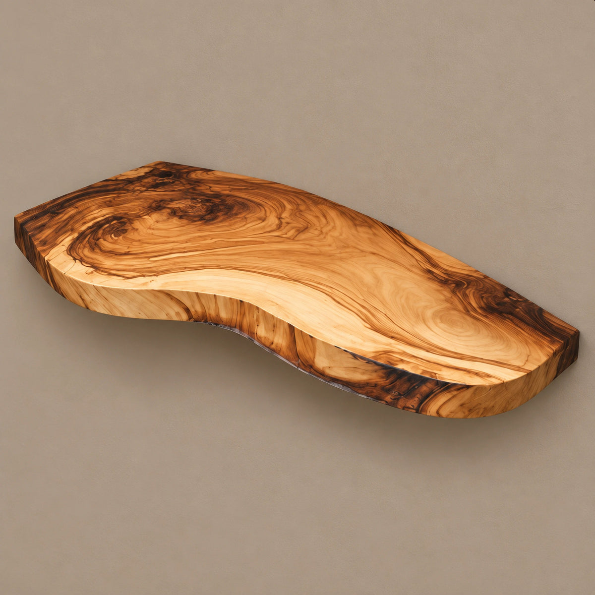Farmhouse Live Edge Floating Wall Shelf With Thick Organic Slab For Living Room