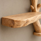 Rustic Tree Branch Wall Shelf With Antler Forks For Living Room