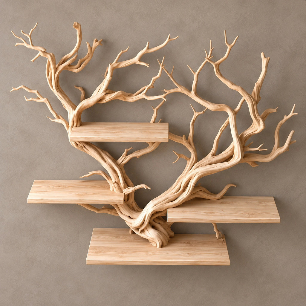Sculptural Wall Tree Bookshelf With Sprawling Branches For Living Room