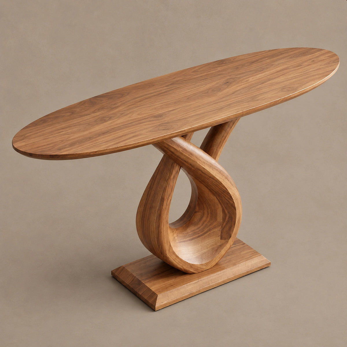 Handcrafted Closed Loop Pedestal Console Table For Entryway