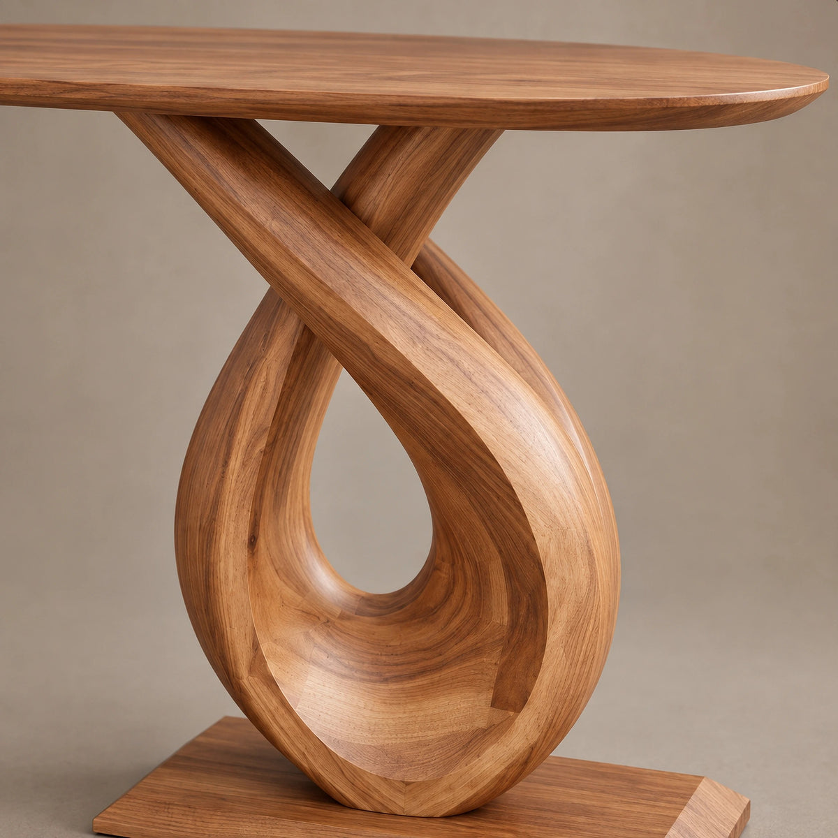 Handcrafted Closed Loop Pedestal Console Table For Entryway