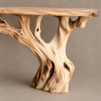 Handcrafted Root Base Console Table With Live Edge Top For Hallway