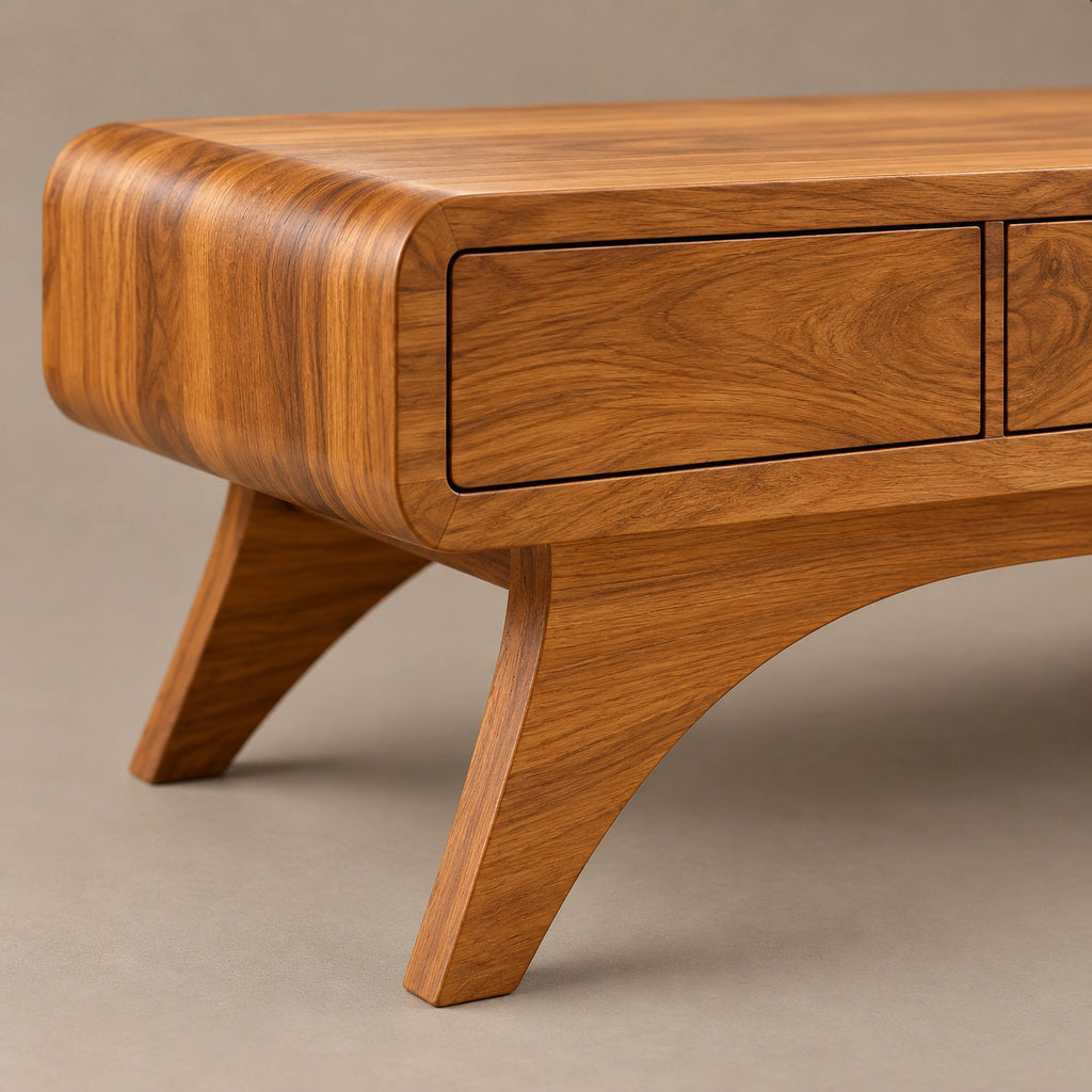 Handcrafted Solid Wood Coffee Table With 2 Drawers For Living Room