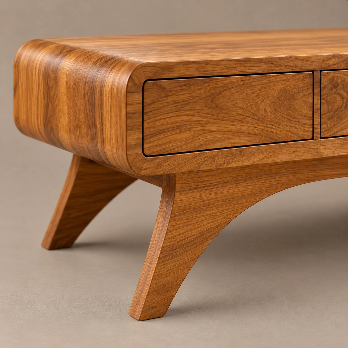 Handcrafted Solid Wood Coffee Table With 2 Drawers For Living Room