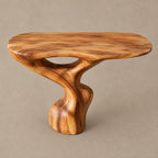 Handcrafted Solid Wood Console Table With Pierced Pedestal For Hallway