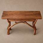 Handcrafted Wood Console Table With Crossing Branch Legs For Living Room