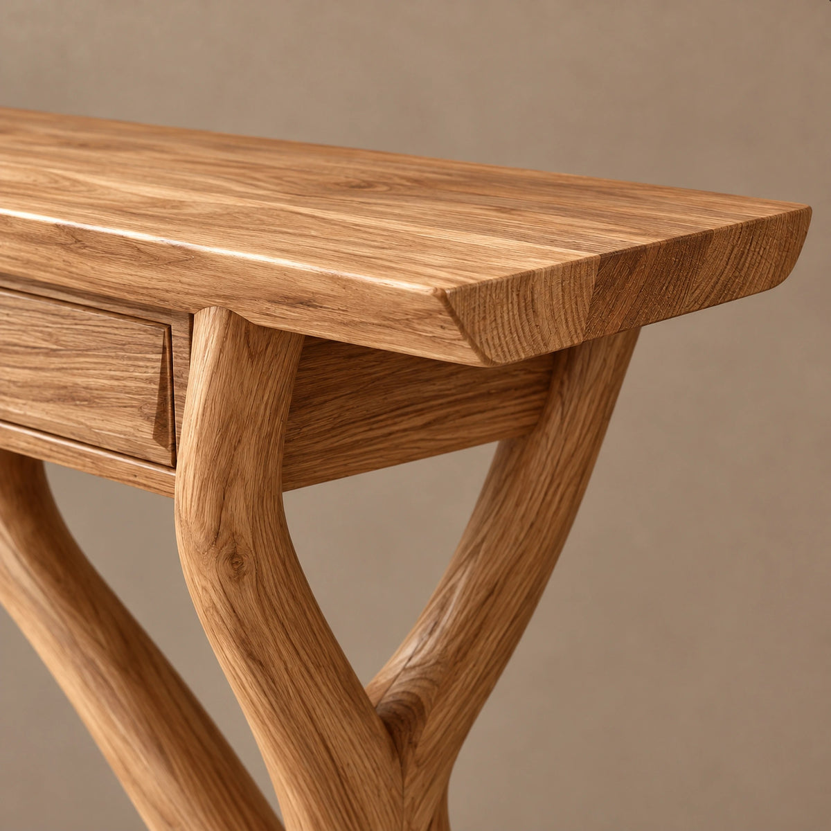 Handcrafted Wood Console Table With Crossing Branch Legs For Living Room