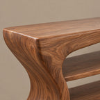 Handmade Curved Console Table With Open Shelves For Living Room