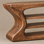 Handmade Curved Console Table With Open Shelves For Living Room