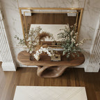 Solid Wood Console Table Organic Swirl Base Live-Edge Entryway Hallway