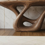 Solid Wood Console Table Organic Swirl Base Live-Edge Entryway Hallway