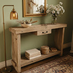 Solid Wood Console Table Rustic Reclaimed Chunky Beam for Farmhouse Hallway