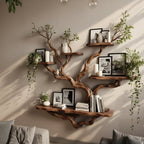 Solid Wood Wall Shelf Driftwood Root Branching Floating Shelves for Living Room