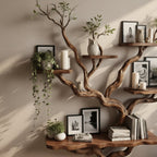 Solid Wood Wall Shelf Driftwood Root Branching Floating Shelves for Living Room