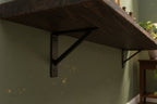 Solid Wood Wall Shelf Floating Live-Edge Dark Grain Ledge for Living Room