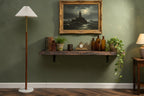 Solid Wood Wall Shelf Floating Live-Edge Dark Grain Ledge for Living Room
