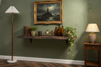 Solid Wood Wall Shelf Floating Live-Edge Dark Grain Ledge for Living Room