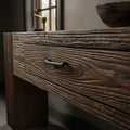 Solid Wood Console Table Reclaimed Weathered Plank with Drawer for Rustic Hallway