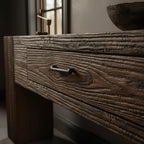 Solid Wood Console Table Reclaimed Weathered Plank with Drawer for Rustic Hallway