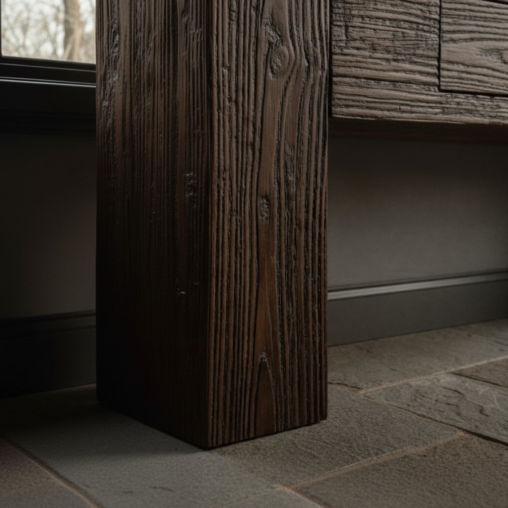 Solid Wood Console Table Reclaimed Weathered Plank with Drawer for Rustic Hallway