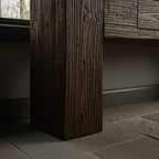 Solid Wood Console Table Reclaimed Weathered Plank with Drawer for Rustic Hallway