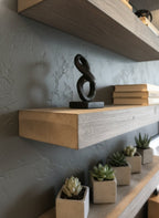 Solid Wood Chunky Floating Wall Shelf Thick Plank for Living Room Display