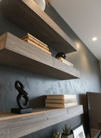 Solid Wood Chunky Floating Wall Shelf Thick Plank for Living Room Display